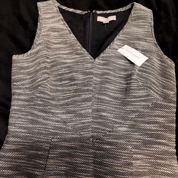 BANANA REPUBLIC Sheath Gray Tweed Sleeveless‎ V-neck Retro Lined Dress Sz 12 - Picture 2 of 11